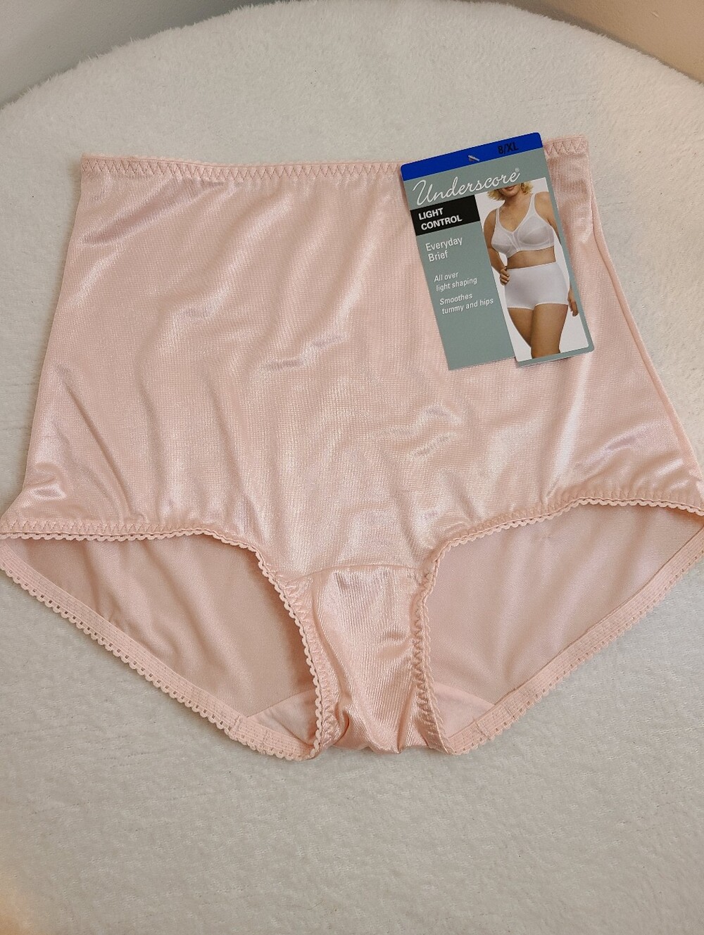 VTG Underscore Silky Satin Light Shaping Everyday Brief Panty Size XL
